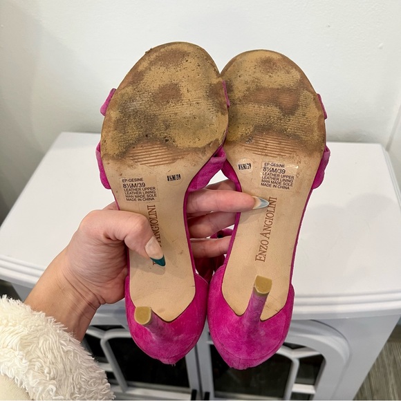 Fuschia Suede Enzo Angiolini Strappy Heels - Picture 7 of 7